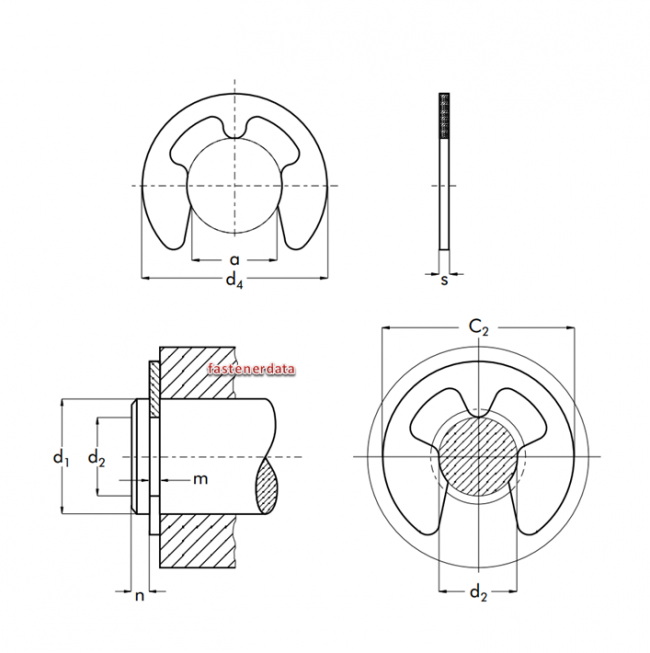 Fastenerdata Metric Retaining E Clip StainlessSteel DIN6799