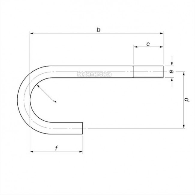 Fastenerdata Metric Coarse Round Bend J Bolt Steel Fastener