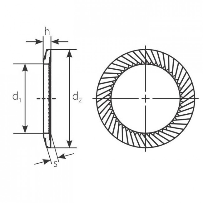 Fastenerdata Schnorr Metric Conical Ribbed Locking Washer VS Medium StainlessSteel X5CrNi18