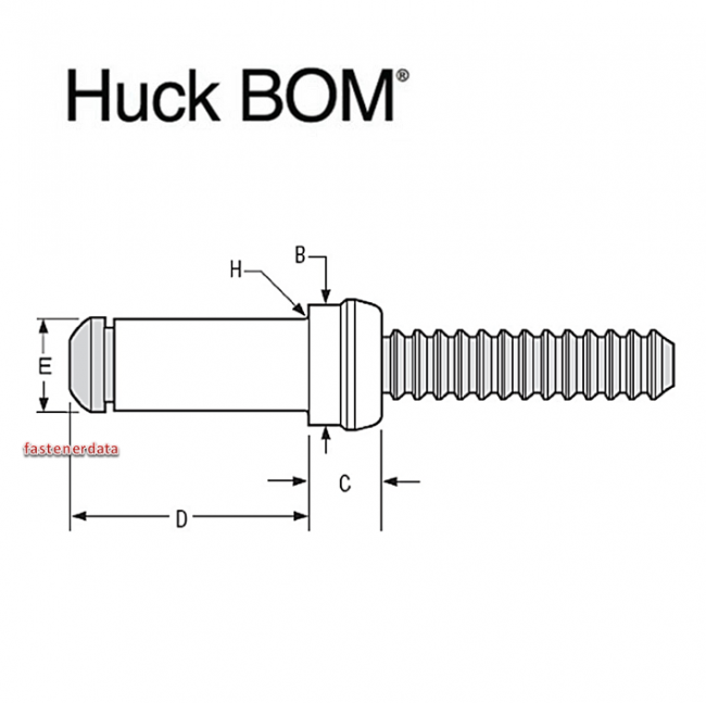 0.438-0.562 Inch GR Protruding HD Steel/Steel Huck BOM BOM-R12-8-MCT Blind Bolt; 3/8 Inch Zinc CLR TRIV CHRMT 