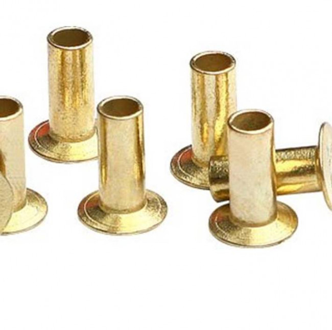 thumbnail image 2 of 100 Pack 3/16 X 7/16 Semi Tubular Brass Rivets – Flat Head – Brake Lining Style 2 of 3