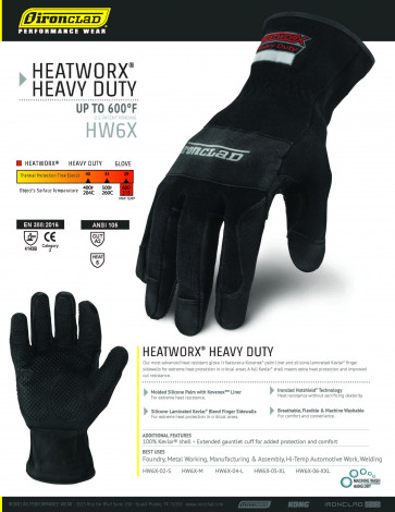 Ironclad coreline task specific Heatworx™ Heavy Duty HW6X Industrial Glove