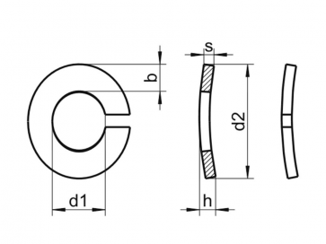 Metric Curved Split Lock Spring Washer Spring-Steel DIN128A