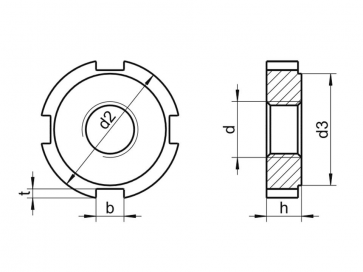 Metric Fine Round Multi Slot Nut For Hook Spanners Steel DIN1804