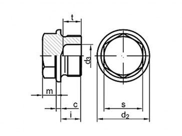 Metric Fine Hexagon Head Plugs with Collar Steel DIN7604C