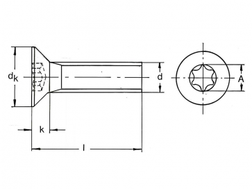 Metric Coarse Torx Countersunk Head Machine Screw Grade-4.8 DIN965T