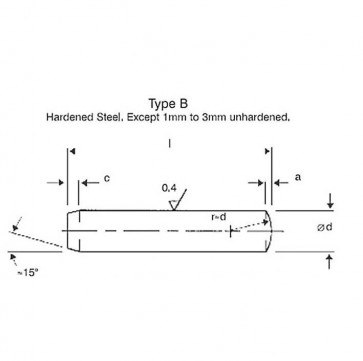 Metric Parallel Dowel Pin m6 Case Hard steel ISO8734B