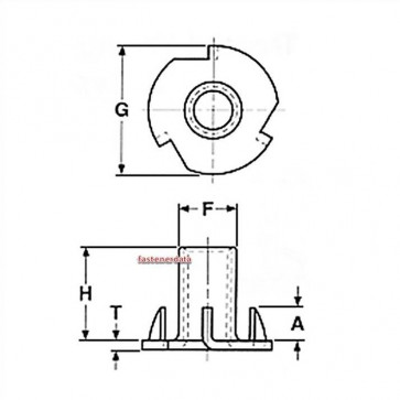 Metric Coarse Three Pronged Tee Nut For Wood Steel