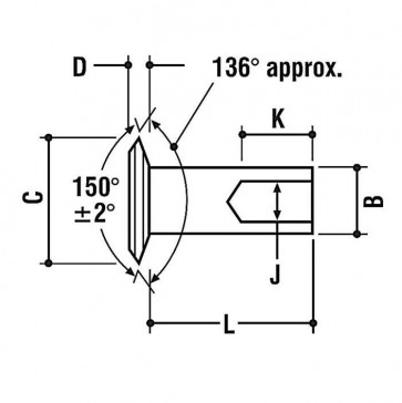 Inch 150 deg Flat Countersunk Semi Tubular Rivets Steel ANSI B18.7