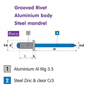 Rivco Grooved Rivet Aluminium Body Steel Mandrel ADG