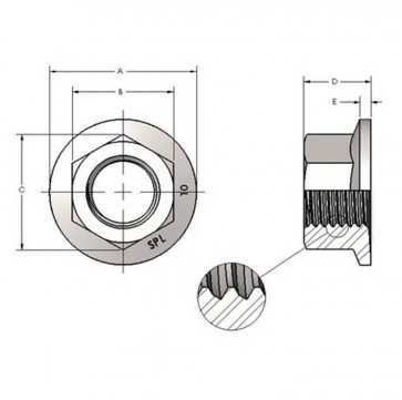 Metric Coarse Spirolock Flange Locking Nut Steel Class 10