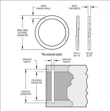 Internal Spirolox Retaining Rings Type XEH Aerospace Metric
