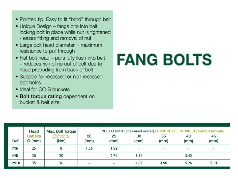ELEVATOR BUCKET BOLT FANG TYPE
